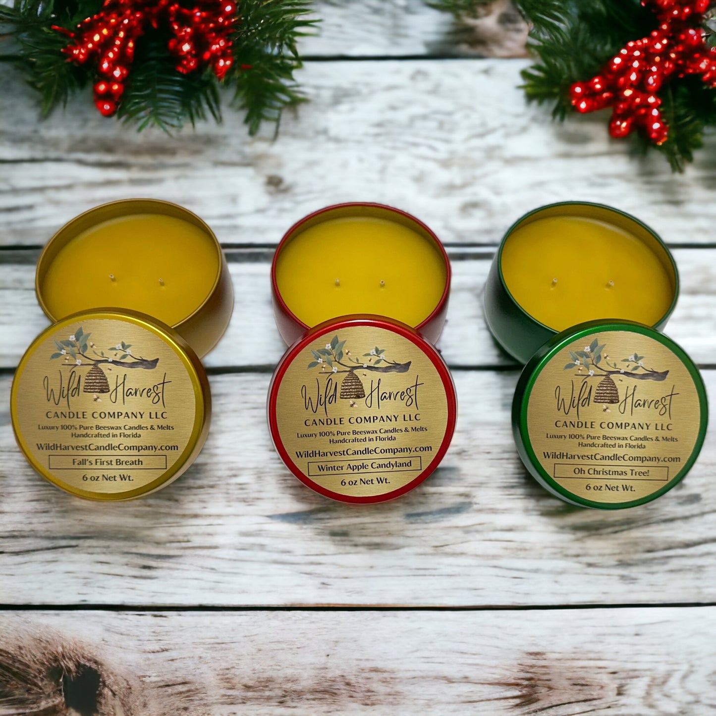 Beeswax Candle Tins - 6 oz Size - Choose Your Favorite Scents & Color - Signature Collection