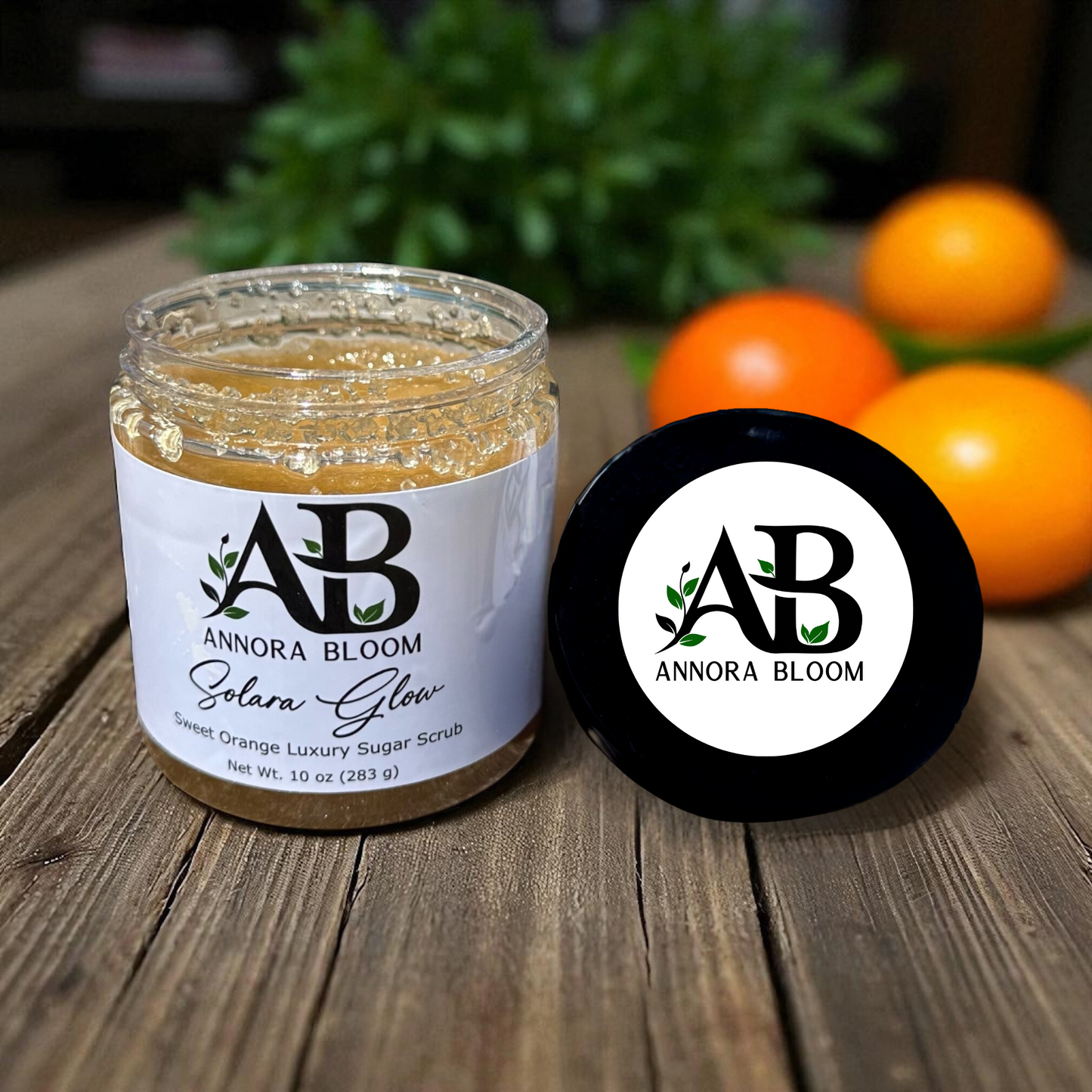 Solara Glow – Sweet Orange Luxury Sugar Scrub 10 oz - Annora Bloom