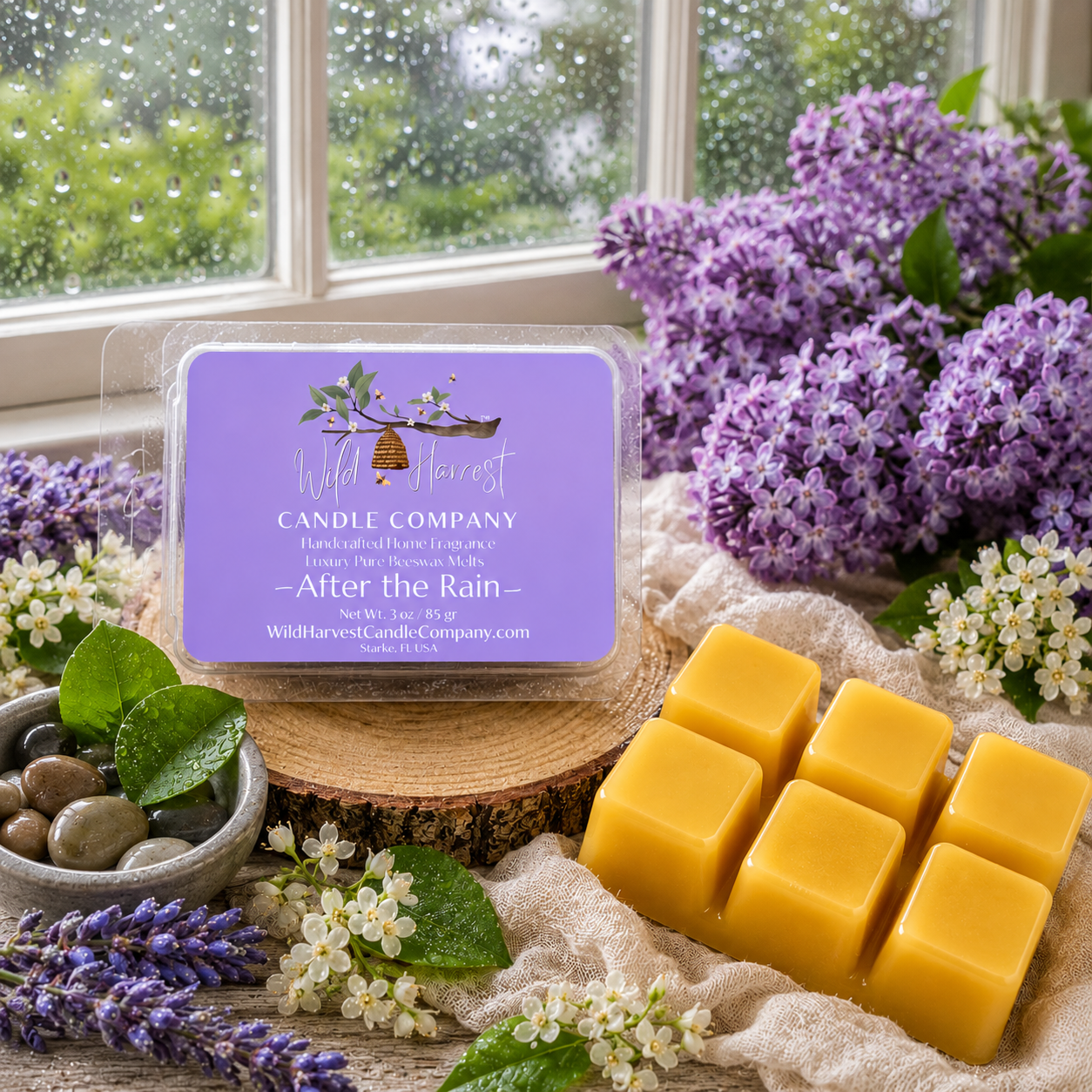 After the Rain Scented Pure Beeswax Candle | Fresh Floral Clean Scent | Limited Edition