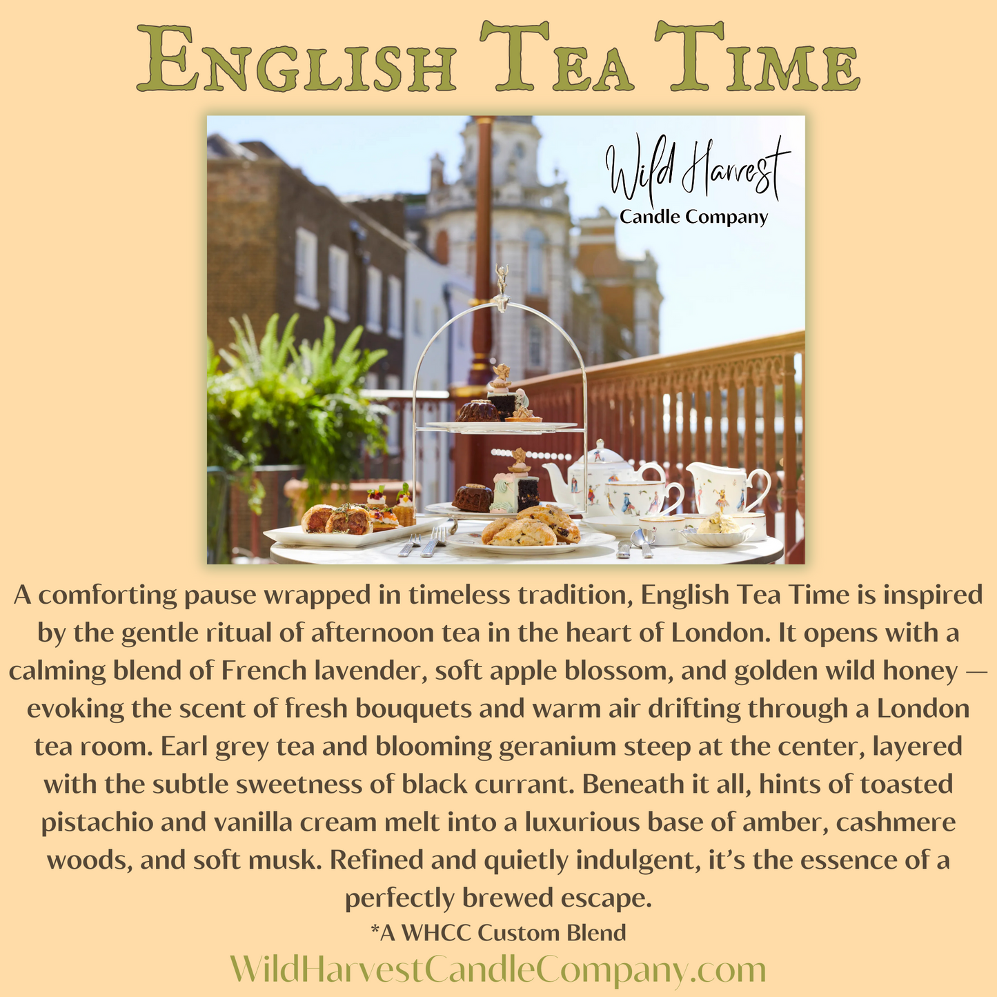 ENGLISH TEA TIME SCENTED - Pure Beeswax Melts for Warmers, (1-PACK)