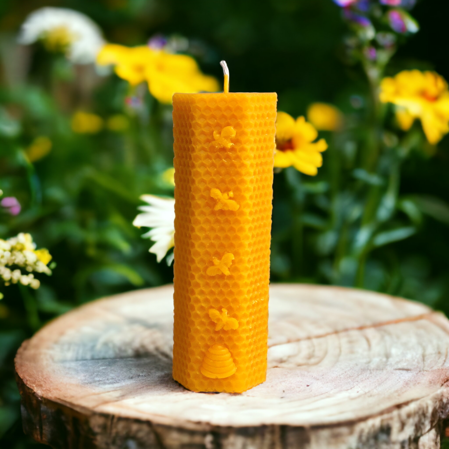 Hexagon Honeycomb and Bees Pillar Candle
