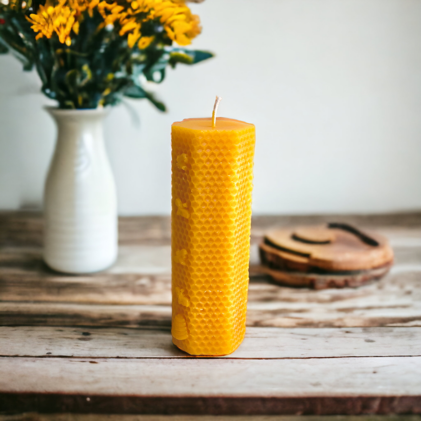 Hexagon Honeycomb and Bees Pillar Candle