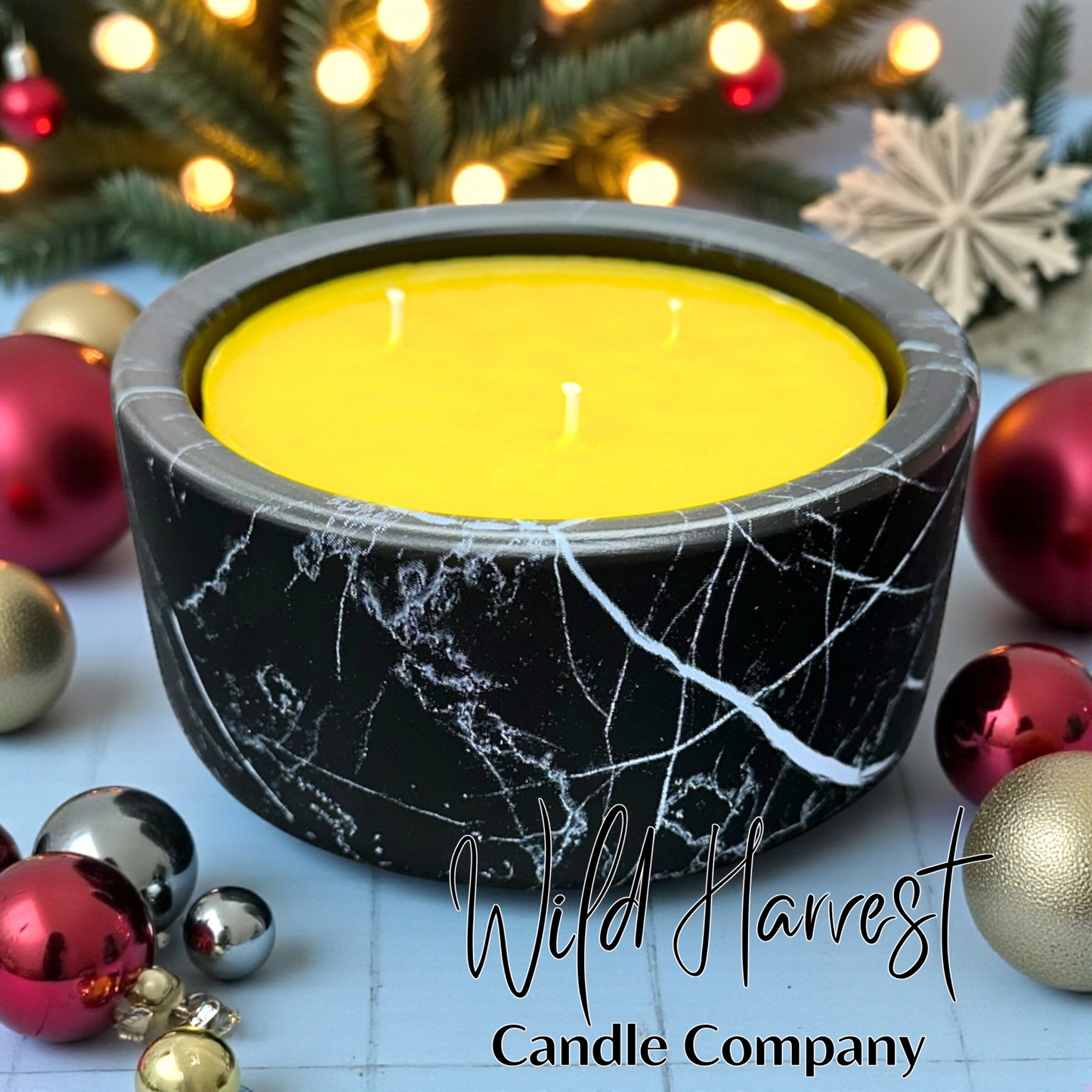 Sparkling Fruit & Fir Scented Pure Beeswax Candle – 13 oz, Triple Wick, Fire Kilned Ceramic Vessel