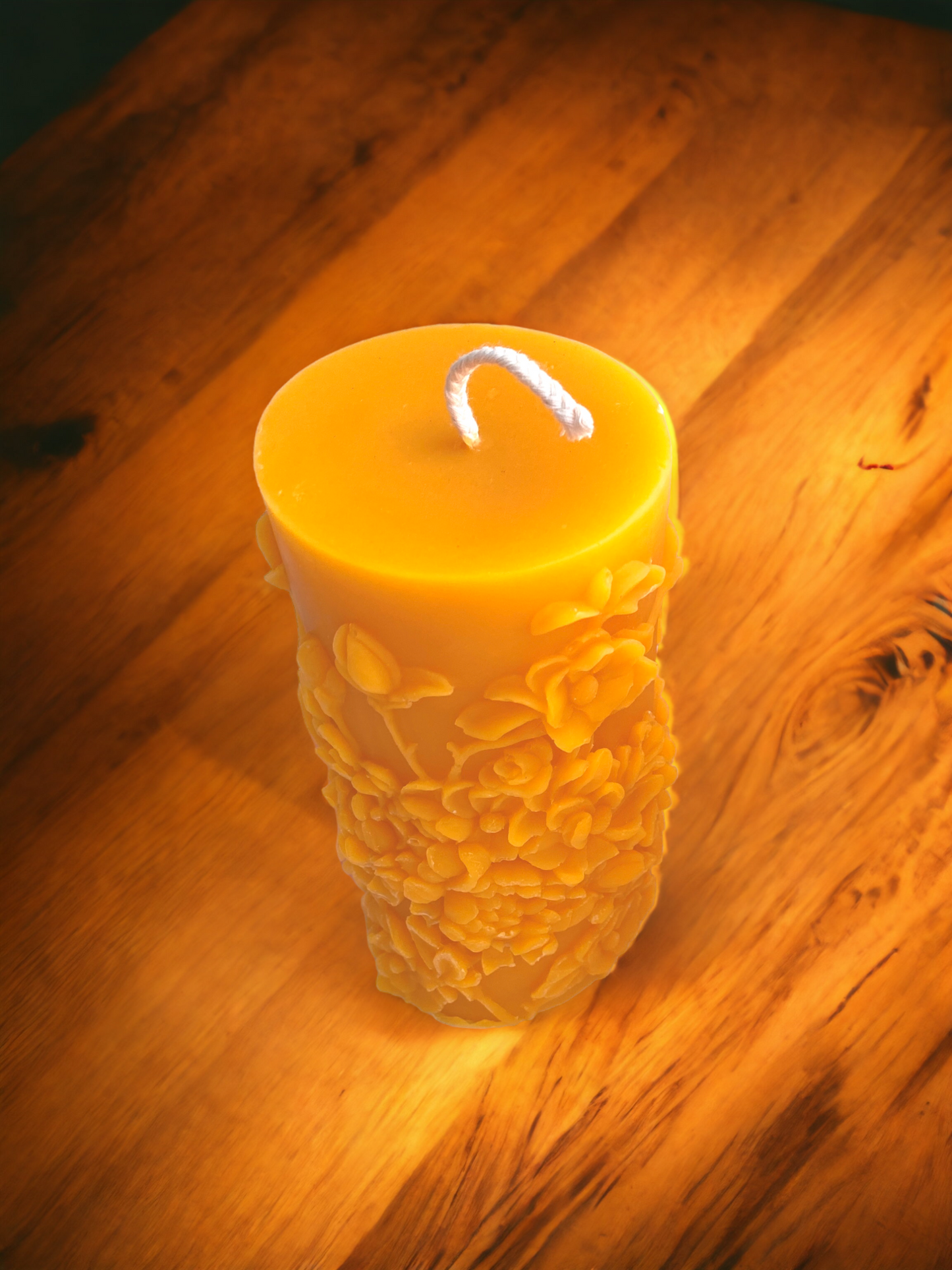 Floral Beeswax Pillar Candle