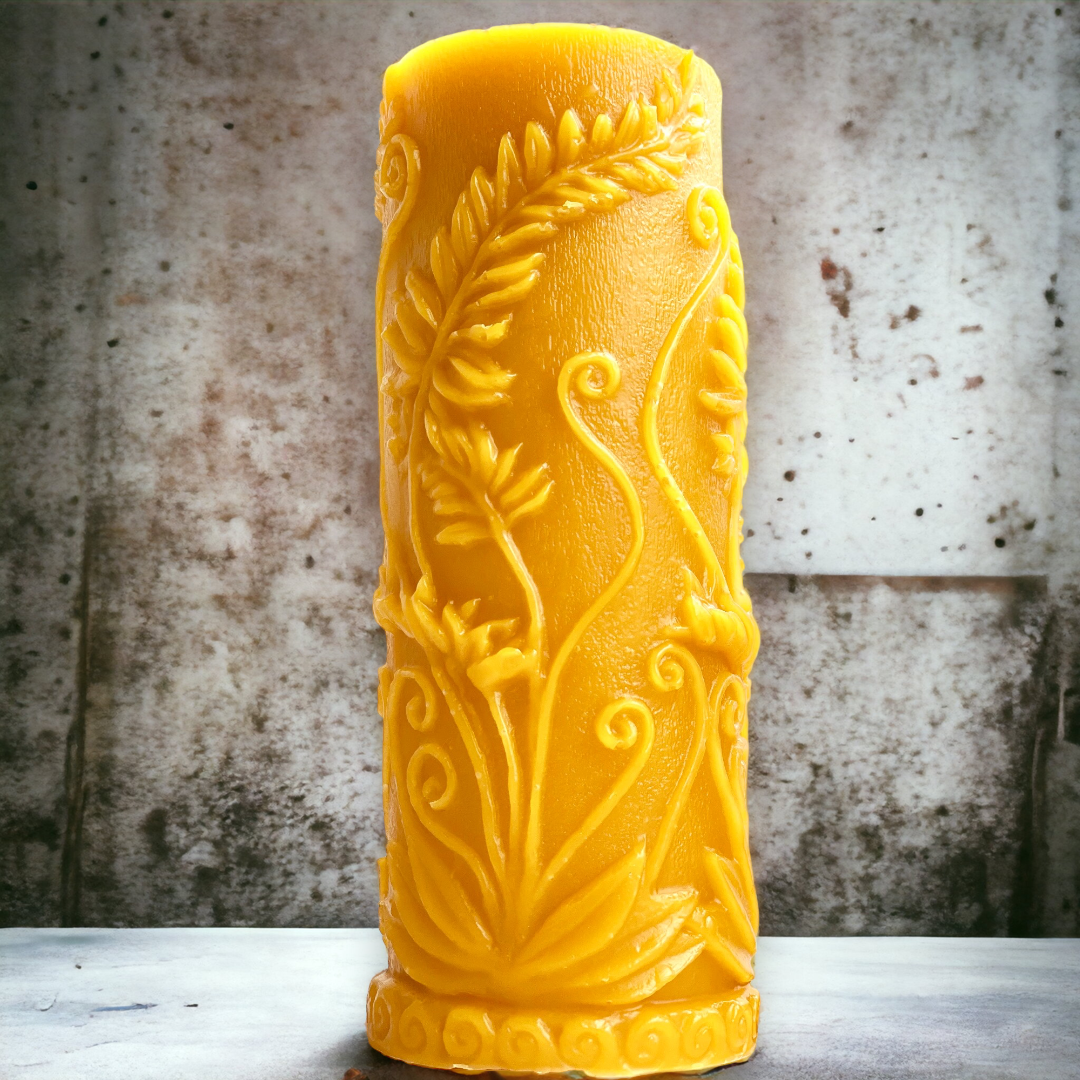 Fern Pillar Beeswax Candle