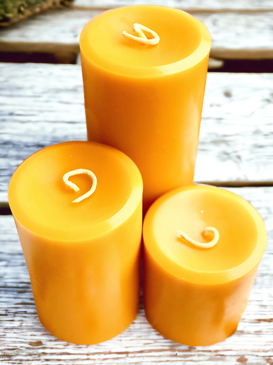 4" wide Pure Beeswax Pillar Candle up to 9" tall