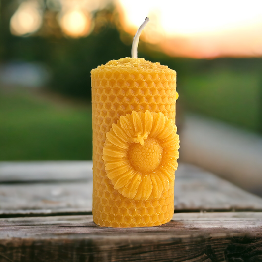 Honeycomb & Sunflower Pillar Candle