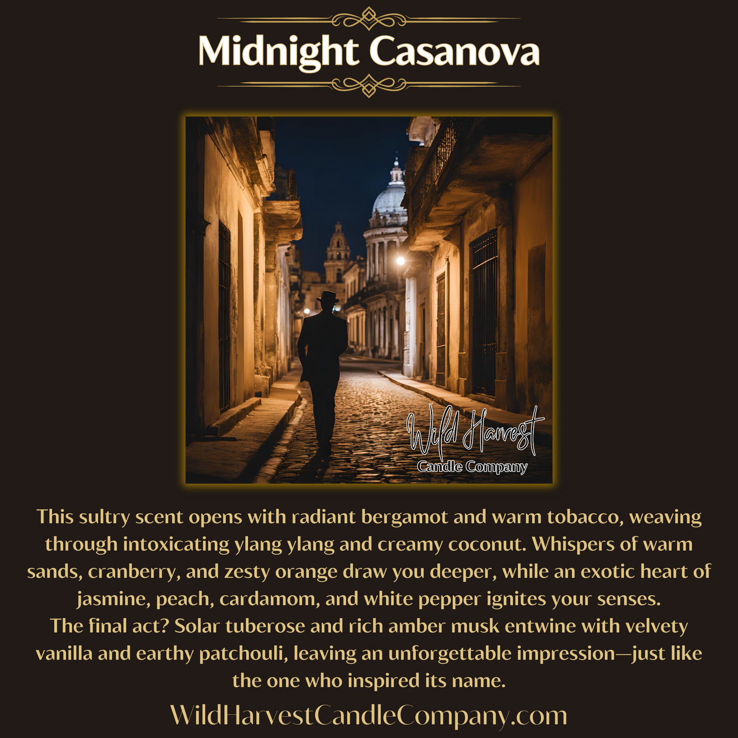 Midnight Casanova - Limited Edition 12 oz Crackling Wood Wick Beeswax Candle in Sand Serafina Vessel