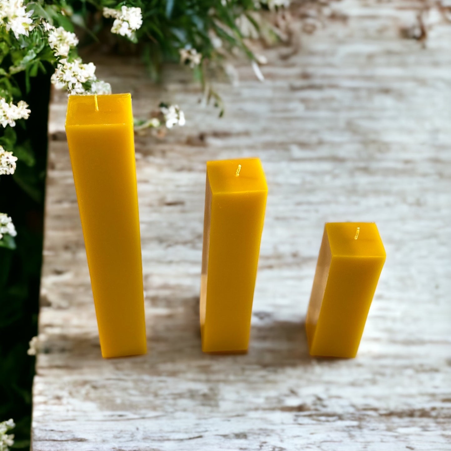Square Pillar Pure Beeswax Candles - 2 inches Wide up to 12 inches Tall