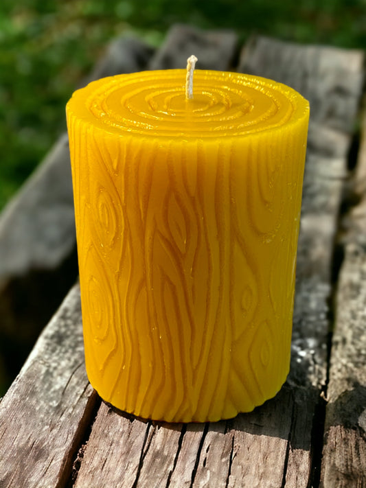 Wood Grain Beeswax Pillar Candle