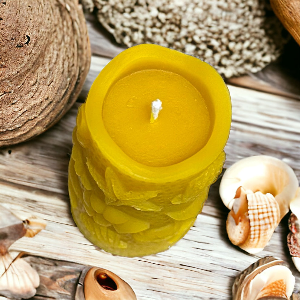 Ocean Shell Conch Starfish Beach Theme - Pure Beeswax Candle - Set of 2