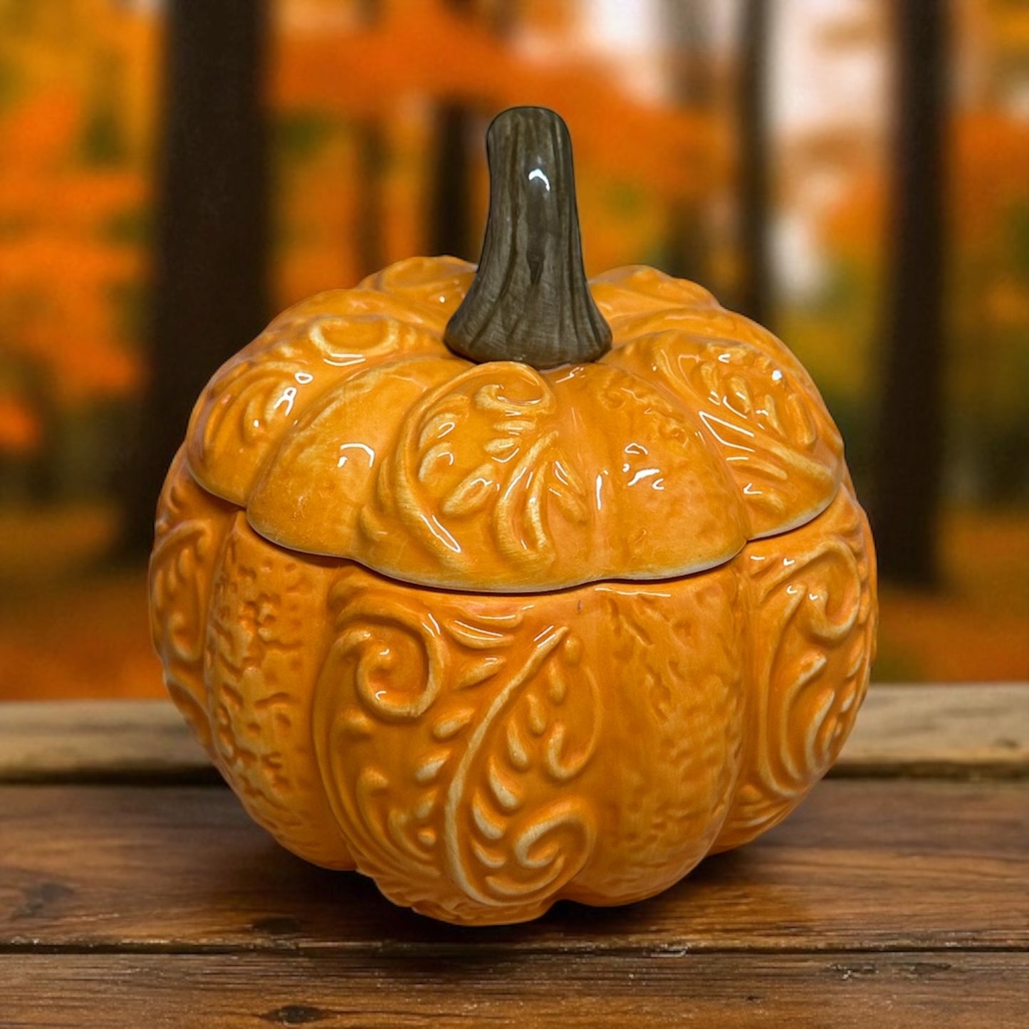 Pumpkin Cobbler – Large 24 oz Beeswax Candle in Orange Ceramic Vessel (Limited Edition)