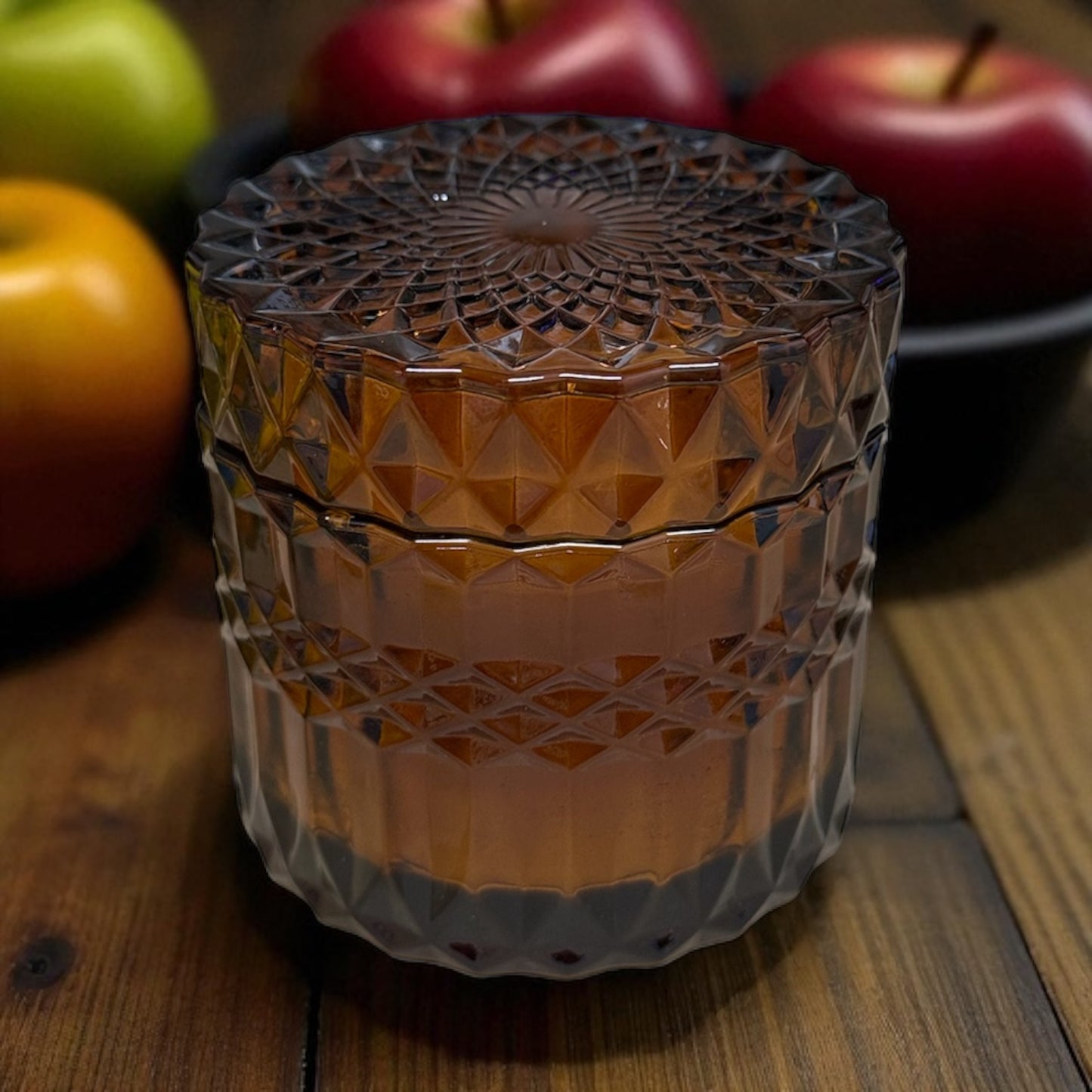 Apple Maple Crumble – 6 oz Beeswax Candle in Citrine Crystal Glass Vessel (Limited Edition)