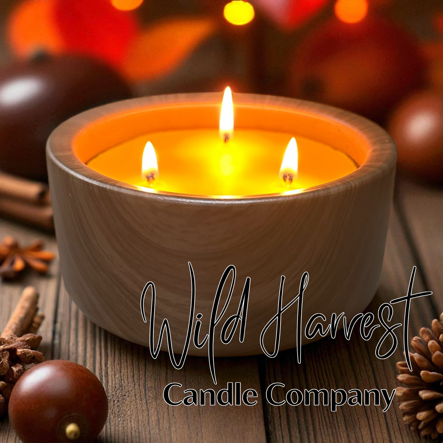 Fall Acorn & Cinnamon Spice – Limited Edition Pure Beeswax Triple Wick Candle – 13 oz