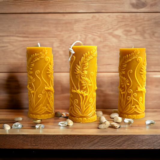 Fern Pillar Beeswax Candle