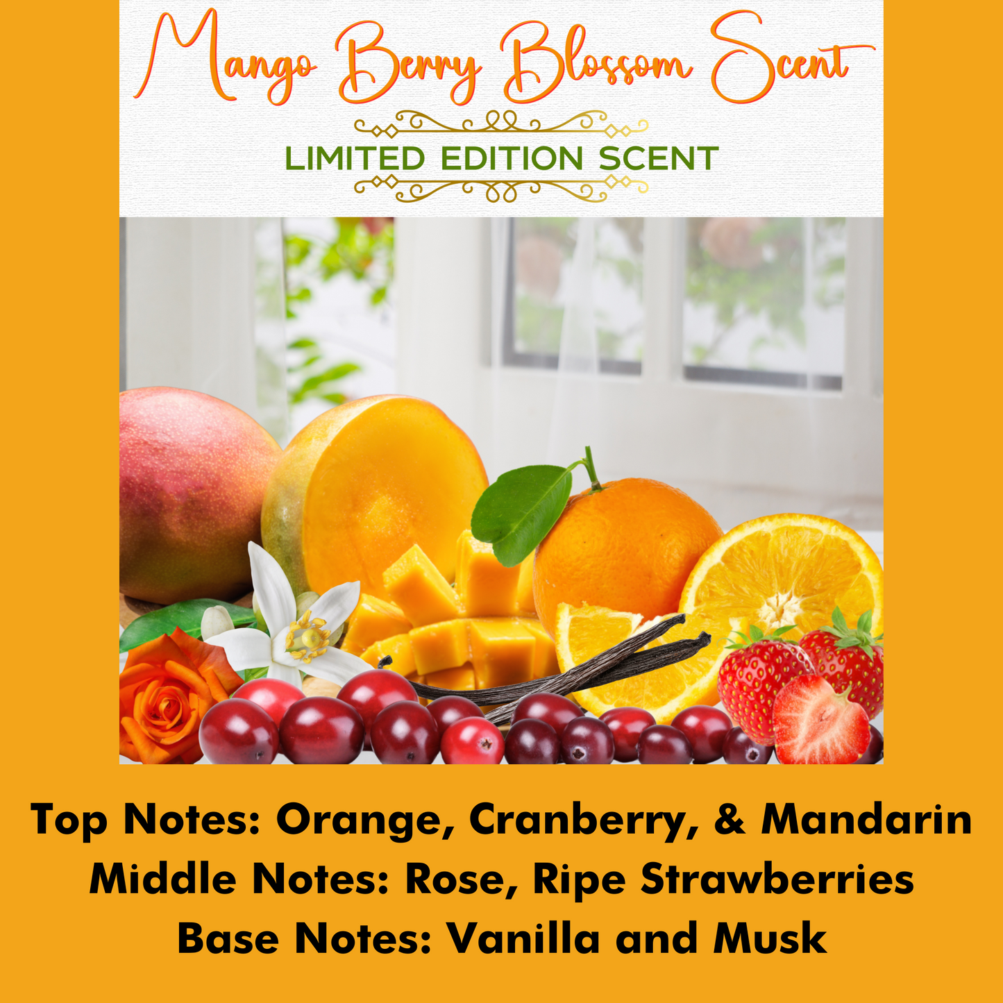 MANGO BERRY BLOSSOM SCENTED- Pure Beeswax Candles & Melts