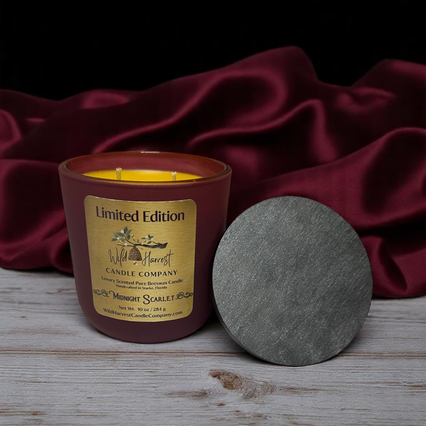 Midnight Scarlet | 10 oz Luxury Scented Pure Beeswax Candle – Red Currant, Smoked Coconut & Vanilla Noir