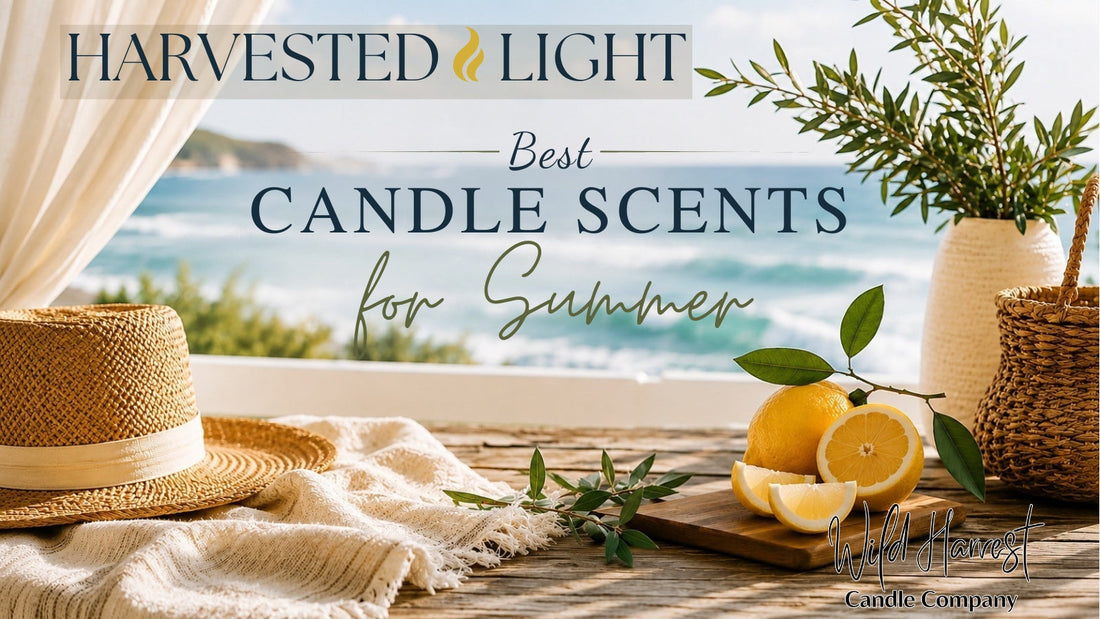 Best candle scents for summer featuring coastal decor, fresh citrus, and a bright seasonal lifestyle setting.