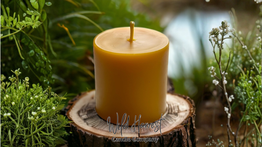 Clean-burning beeswax candle handcrafted in small batches