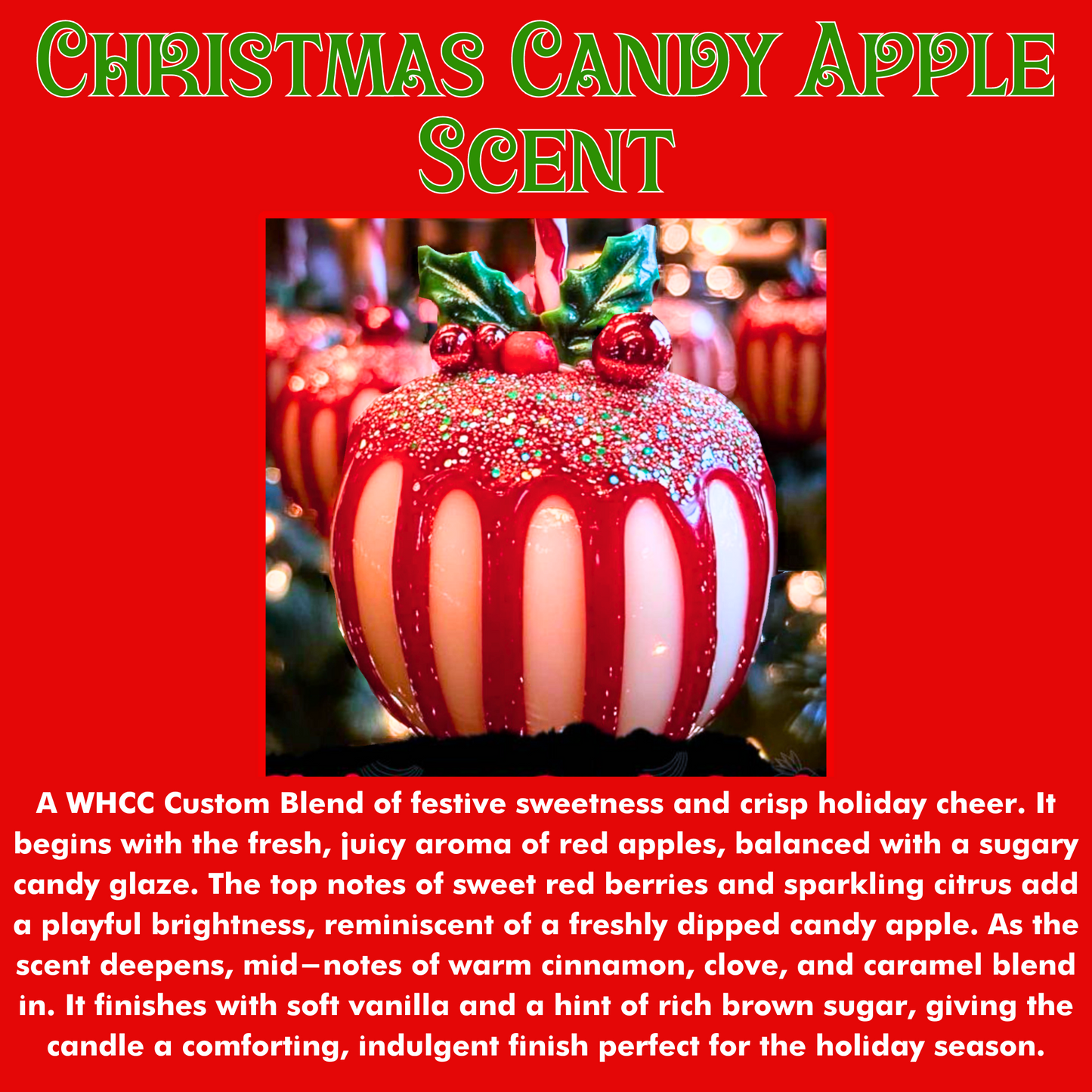 Christmas Candy Apple Scented - Pure Beeswax Melts for Warmers, (1 Pack)