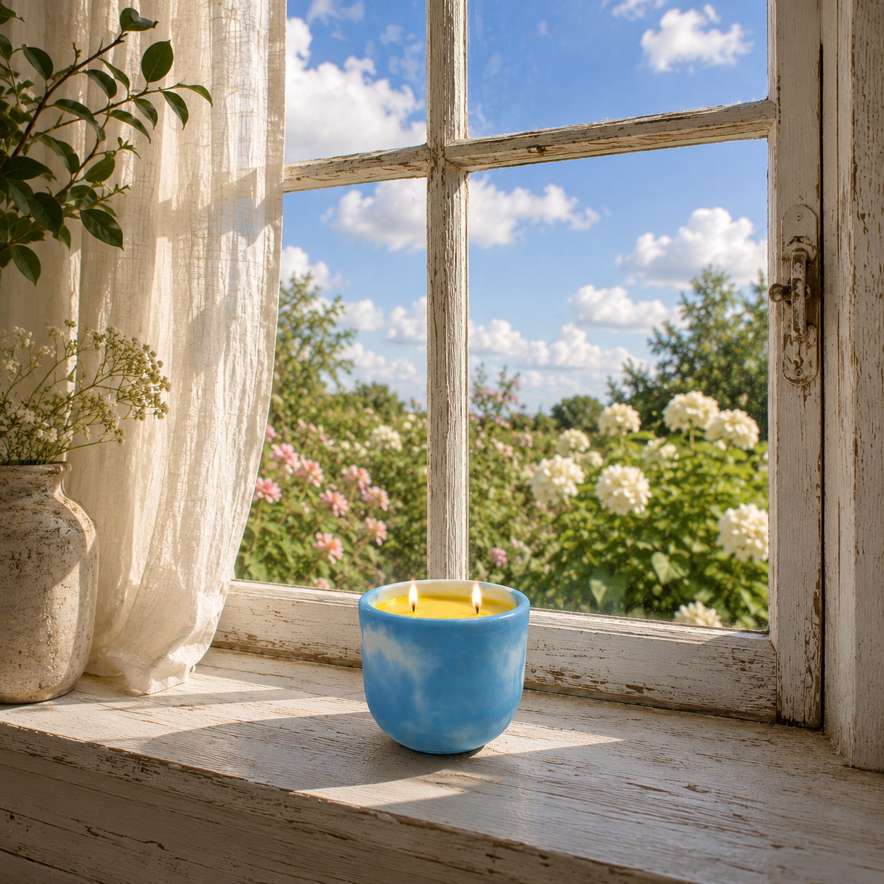 Day Dreaming | Scented Pure Beeswax Candle | Lavender, White Tea & Summer Air | 8 oz Cloud Concrete Vessel