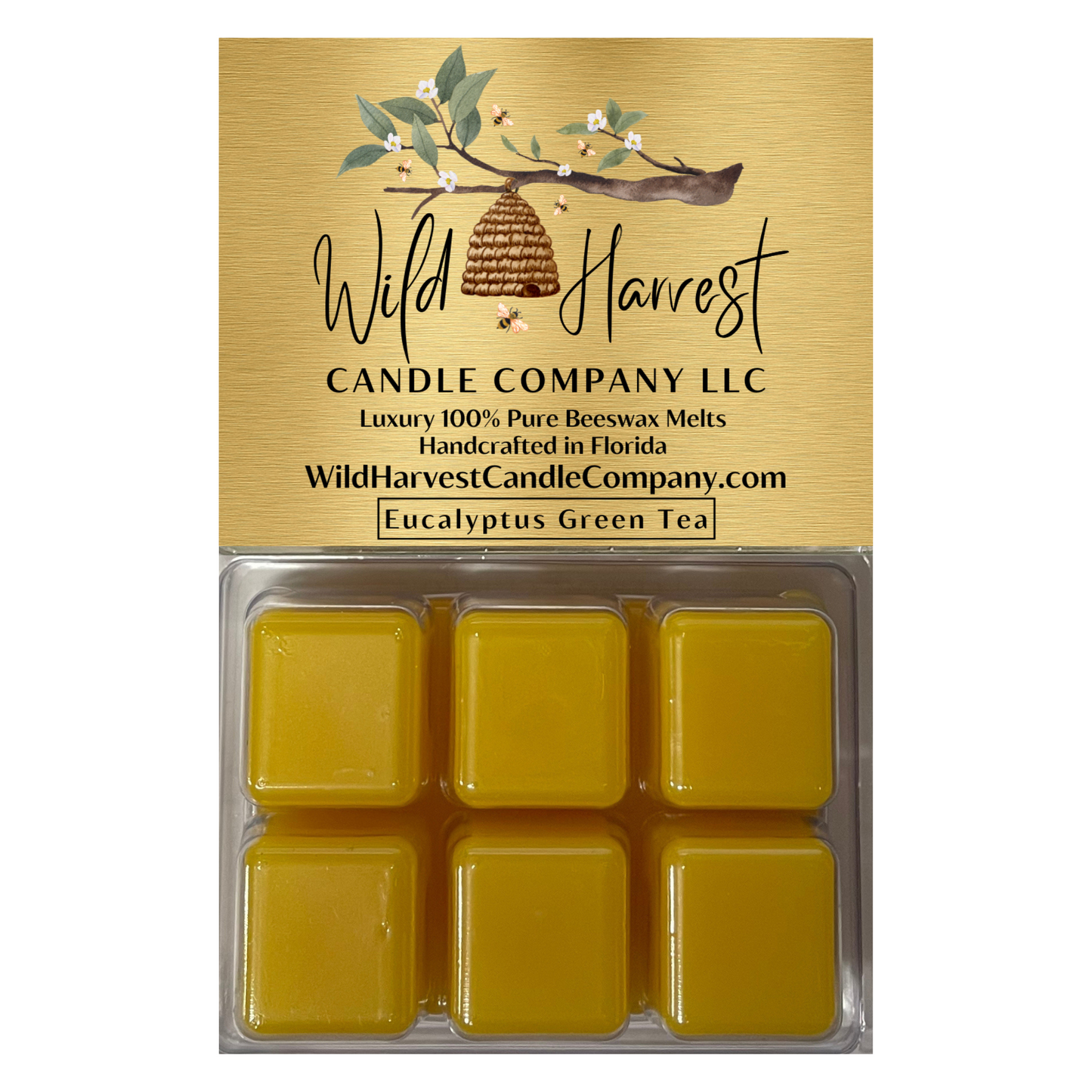 EUCALYPTUS GREEN TEA SCENTED - Pure Beeswax Melts for Warmers (1-PACK)
