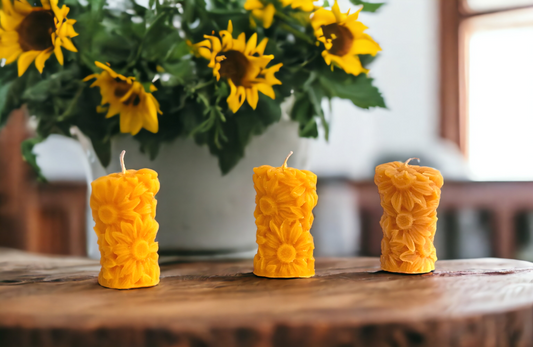 Beeswax Sunflower Candle - Set of 3