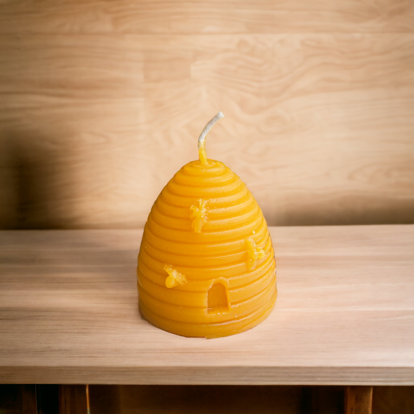 4-Pack Mini Beehive Skep with Bees Beeswax Candles