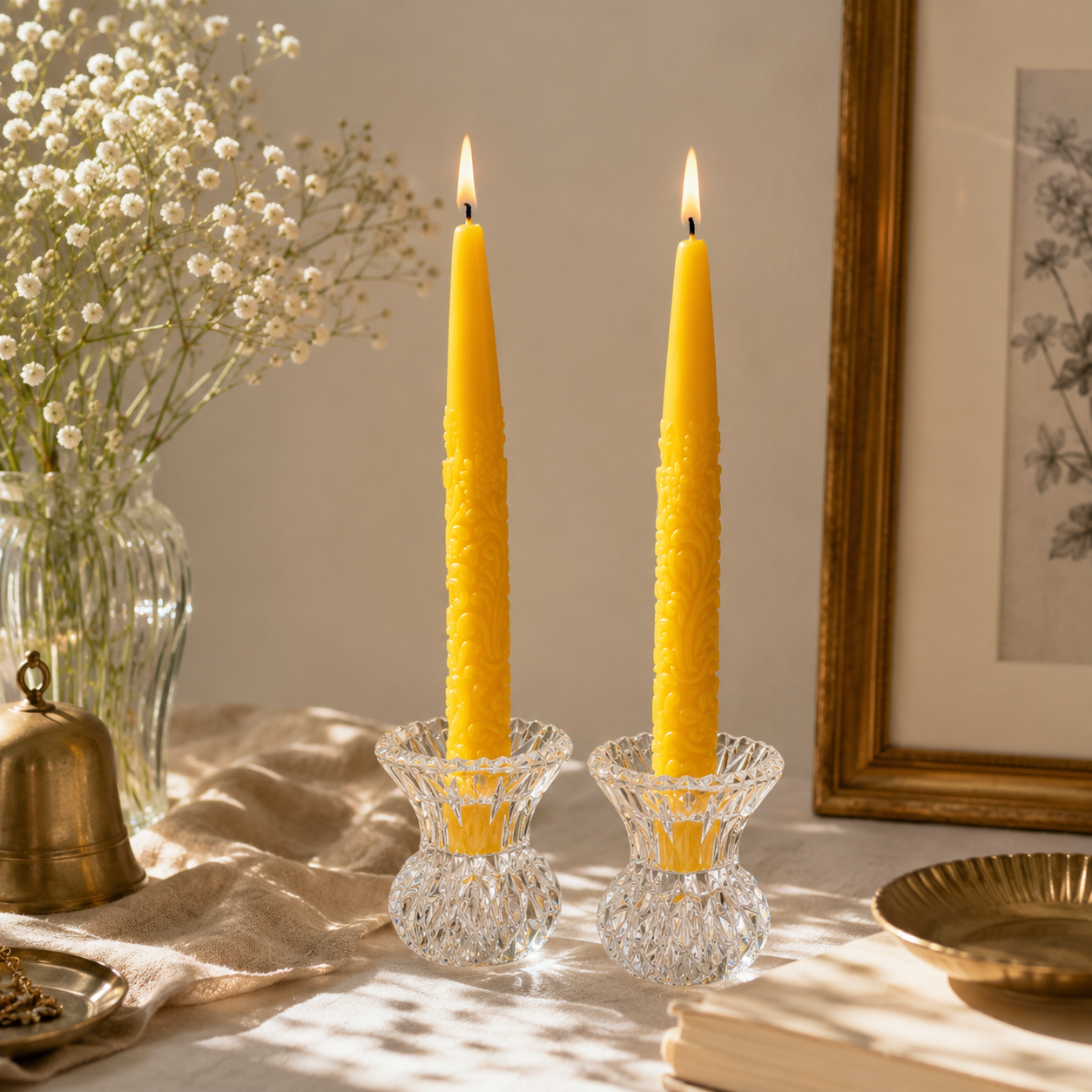 The Heirloom Taper Collection | Handcrafted Pure Beeswax Taper Candles | Decorative 8" Tapers | Set of 2 or Full Collection