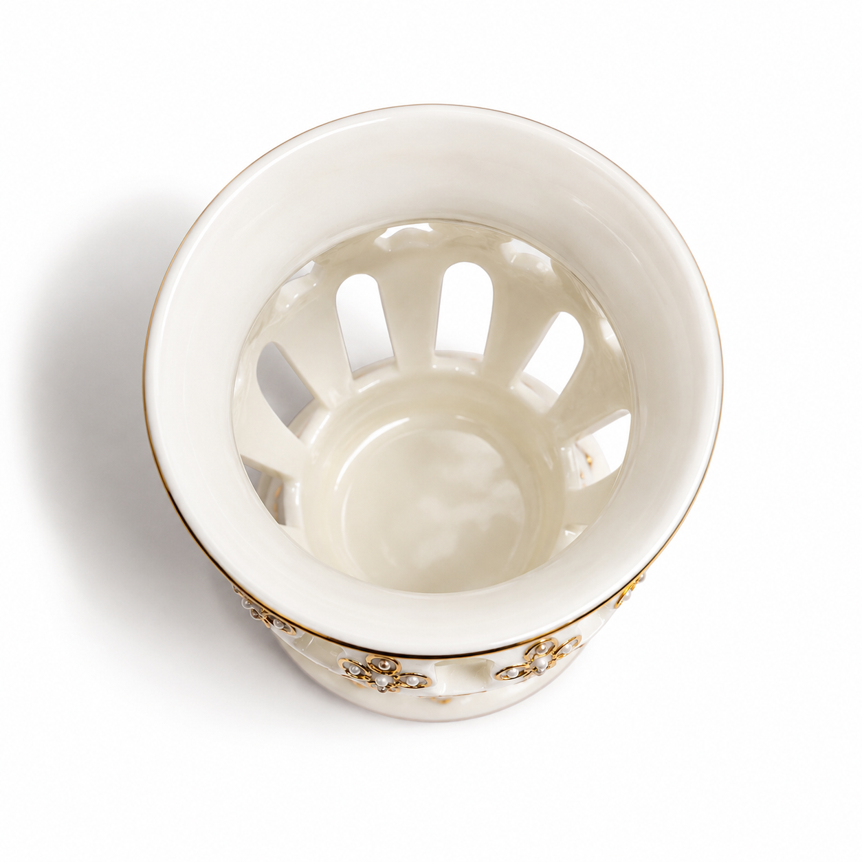 Formalities by Baum Bros. Ivory & Pearl Votive and Tealight Candle Holder with Pure Beeswax Tea Light Candles Bundle