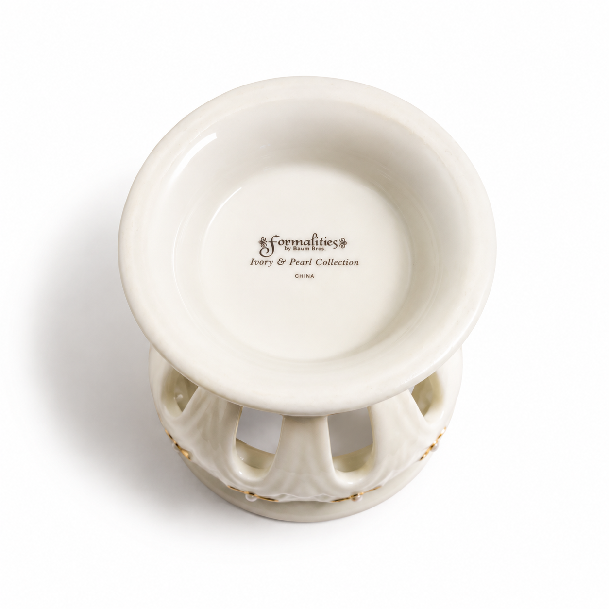 Formalities by Baum Bros. Ivory & Pearl Votive and Tealight Candle Holder with Pure Beeswax Tea Light Candles Bundle