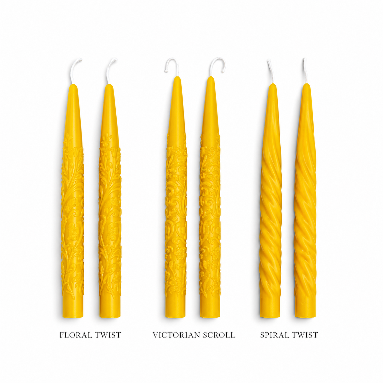 The Heirloom Taper Collection | Handcrafted Pure Beeswax Taper Candles | Decorative 8" Tapers | Set of 2 or Full Collection