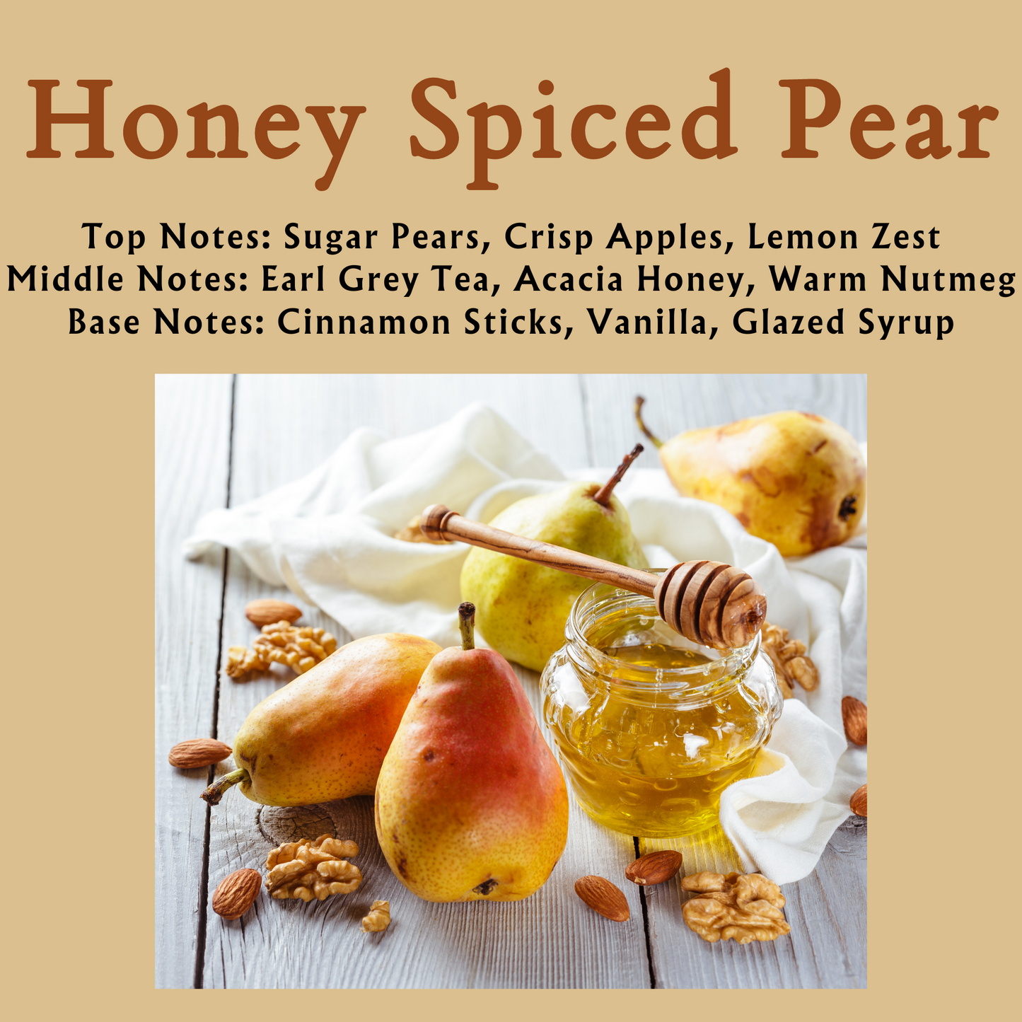 HONEY SPICED PEAR SCENTED - Pure Beeswax Melts for Warmers, (1-PACK)