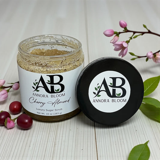 Cherry Almond Luxury Sugar Scrub 10 oz - Annora Bloom