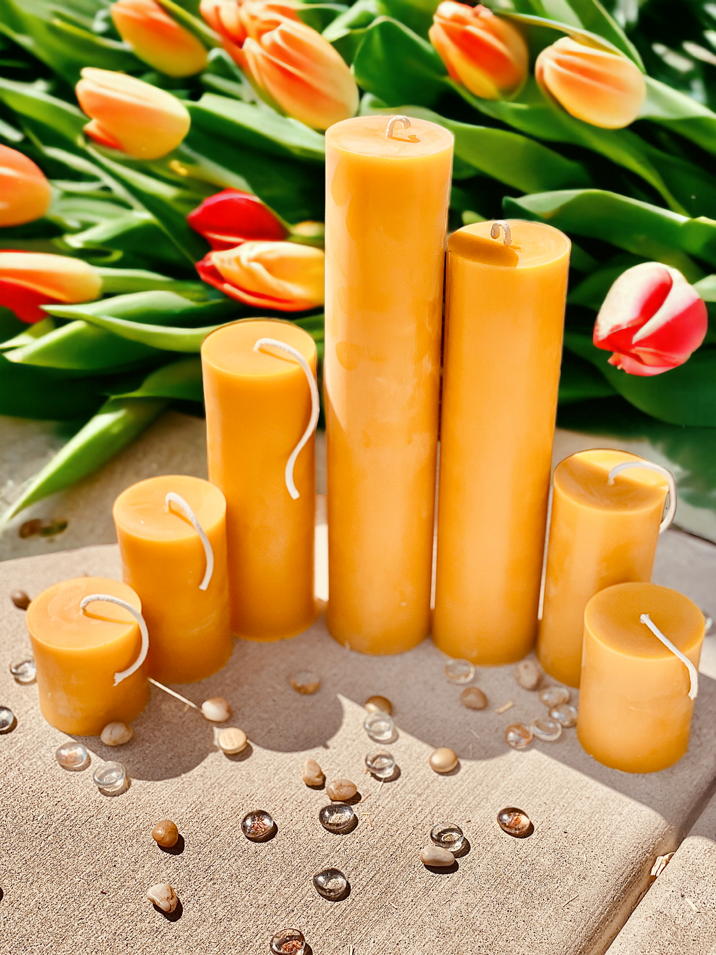 Classic Beeswax Pillar Candles - 3" Width