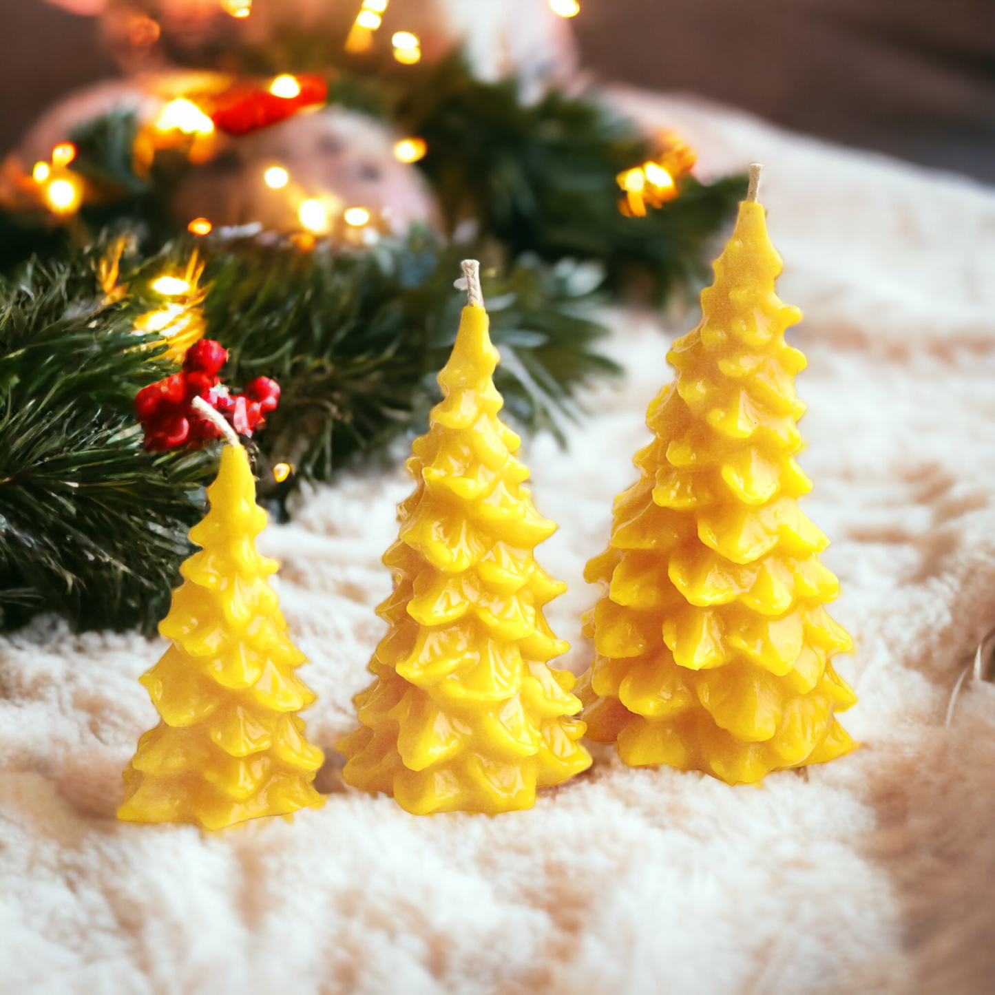 Beeswax Christmas Tree Candle – Rainy Day Bees