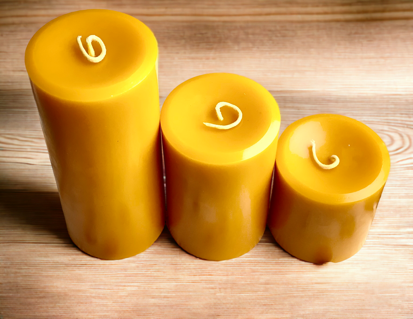 4" wide Pure Beeswax Pillar Candle up to 9" tall