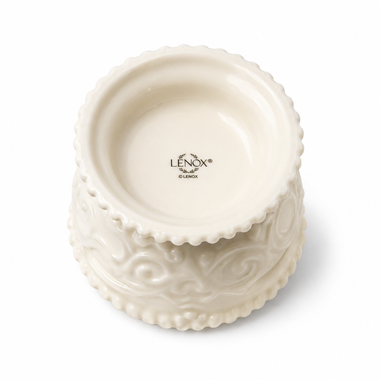 Vintage Lenox Ivory Porcelain Votive & Tealight Holder Set with Pure Beeswax Tealight Candle Bundle