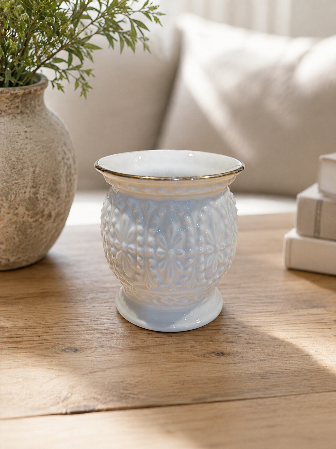 Vintage Lenox Ivory Porcelain Votive & Tealight Holder Set with Pure Beeswax Tealight Candle Bundle