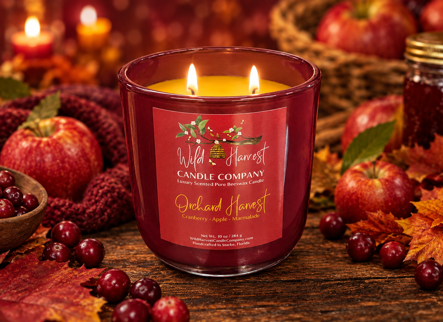 Orchard Harvest | Cranberry, Apple & Marmalade Pure Beeswax Candle