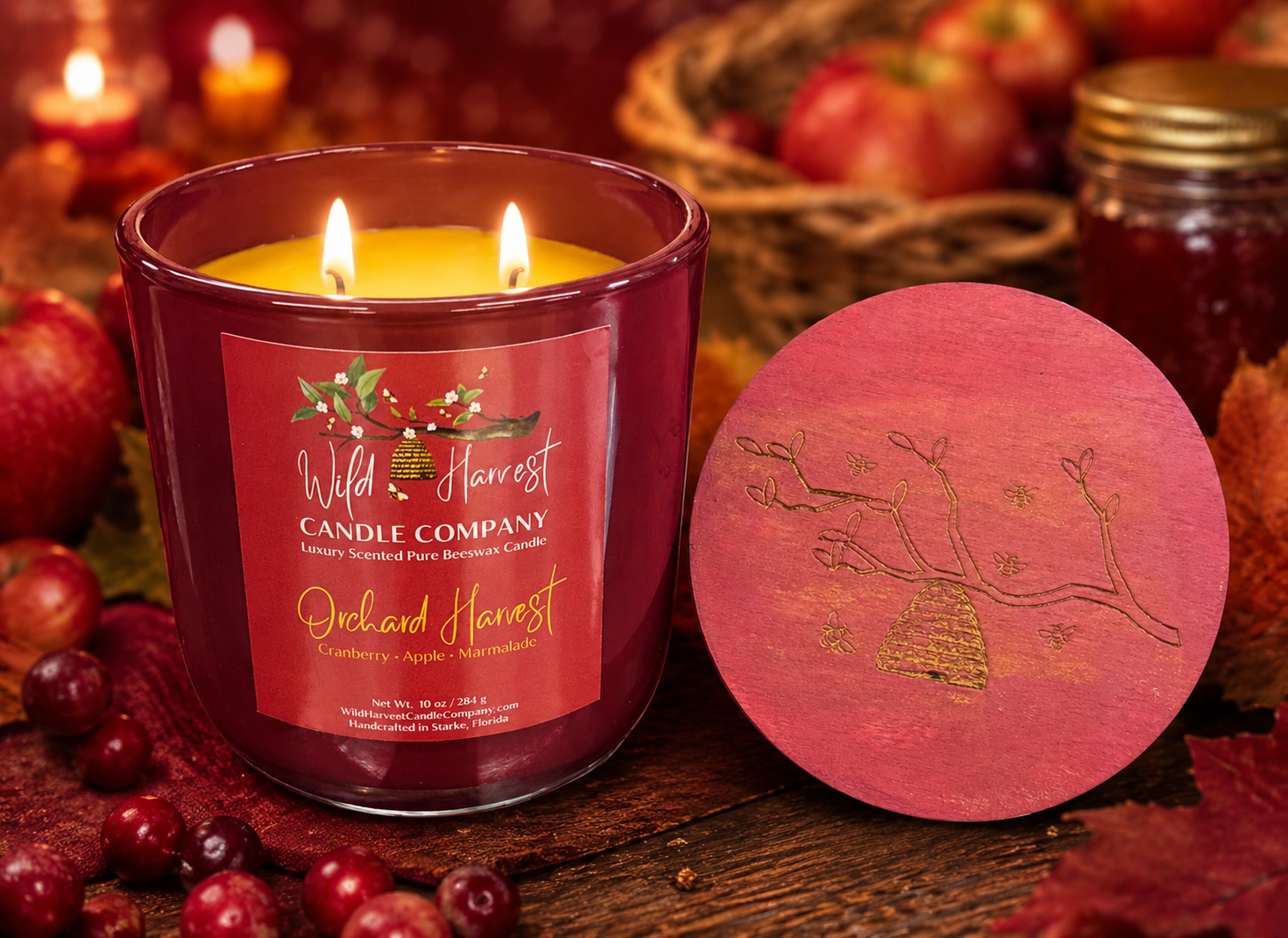 Orchard Harvest Scented Beeswax Candle  Wild Harvest Candle Company 