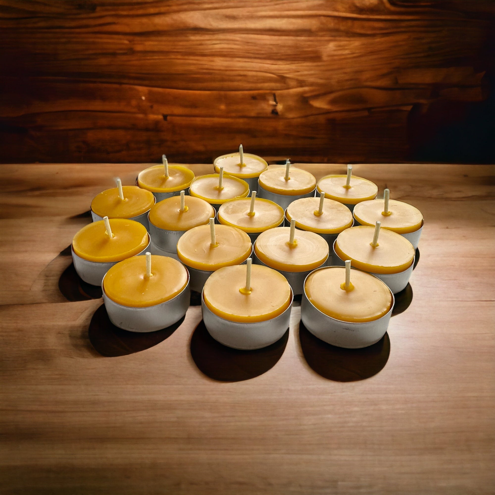 Set of 60 Beeswax Tea Lights, Bulk fashion Beeswax Tea Light Refills, Canadian Bees Wax Candles, Tealights Beeswax Candles