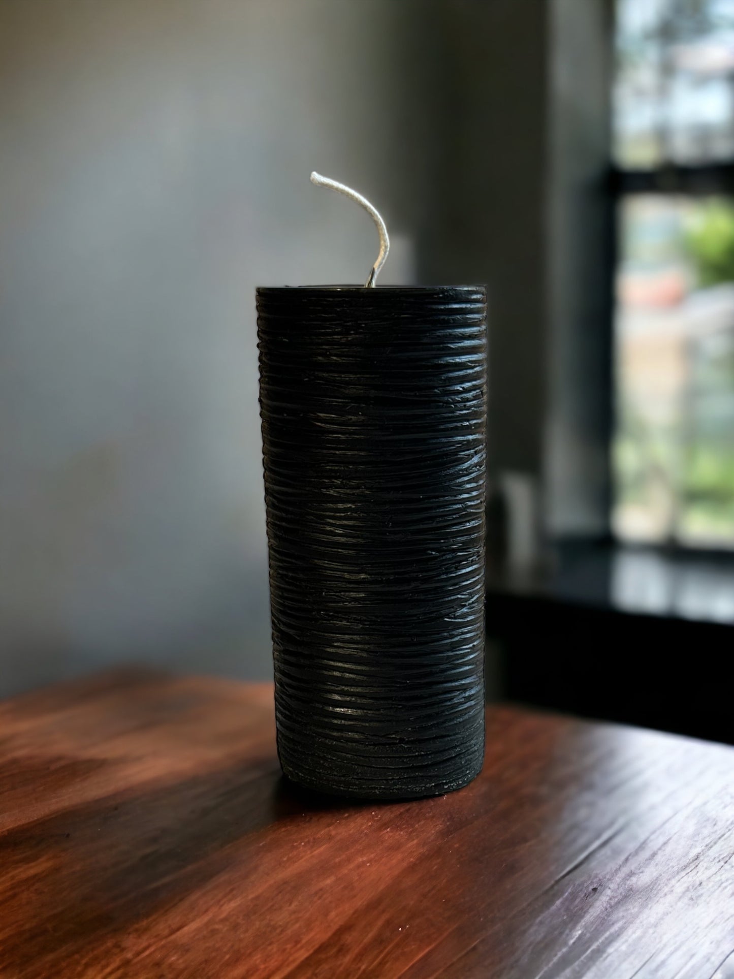 Horizontal Textured Beeswax Pillar Candle