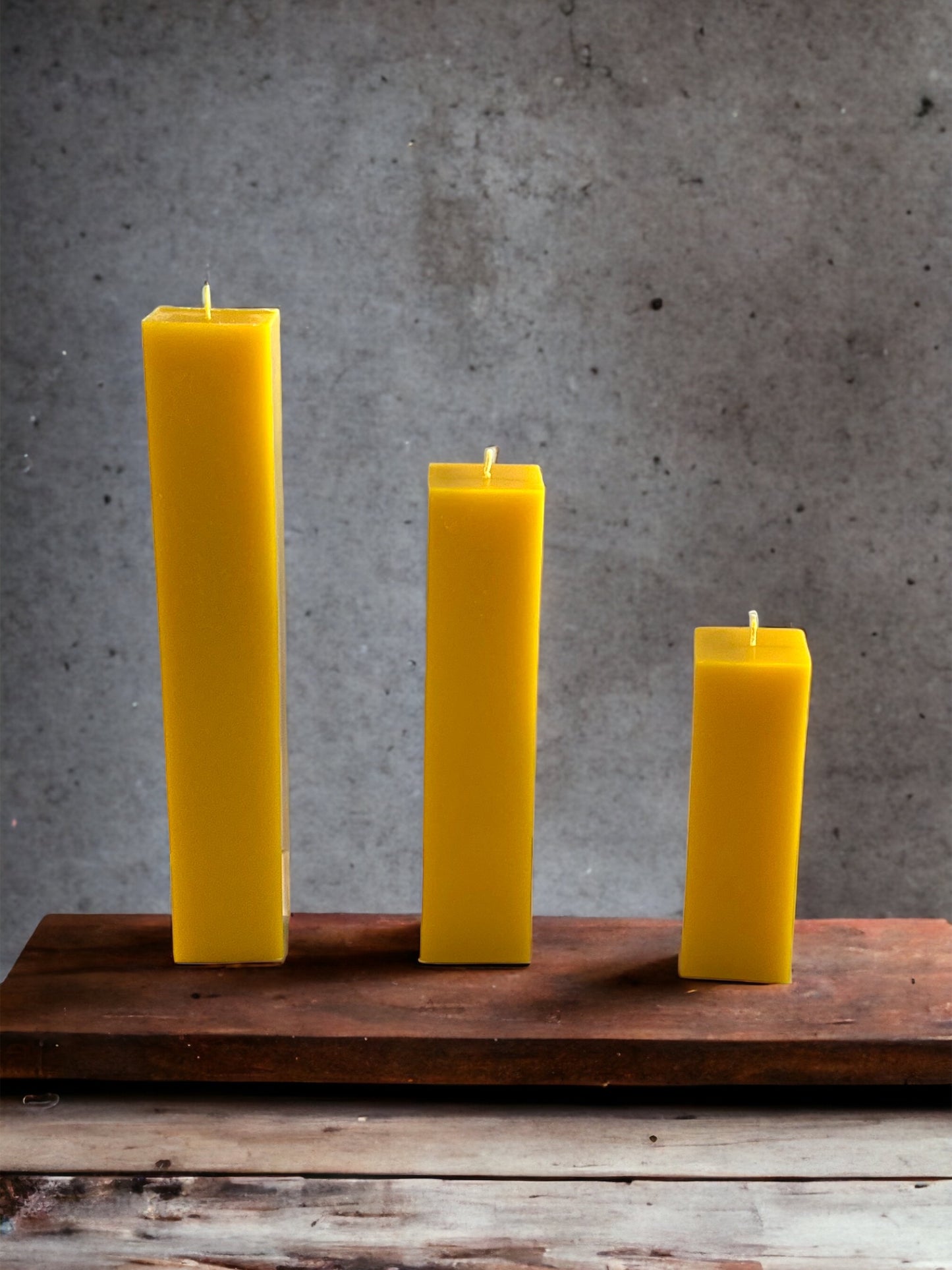 Square Pillar Pure Beeswax Candles - 2 inches Wide up to 12 inches Tall