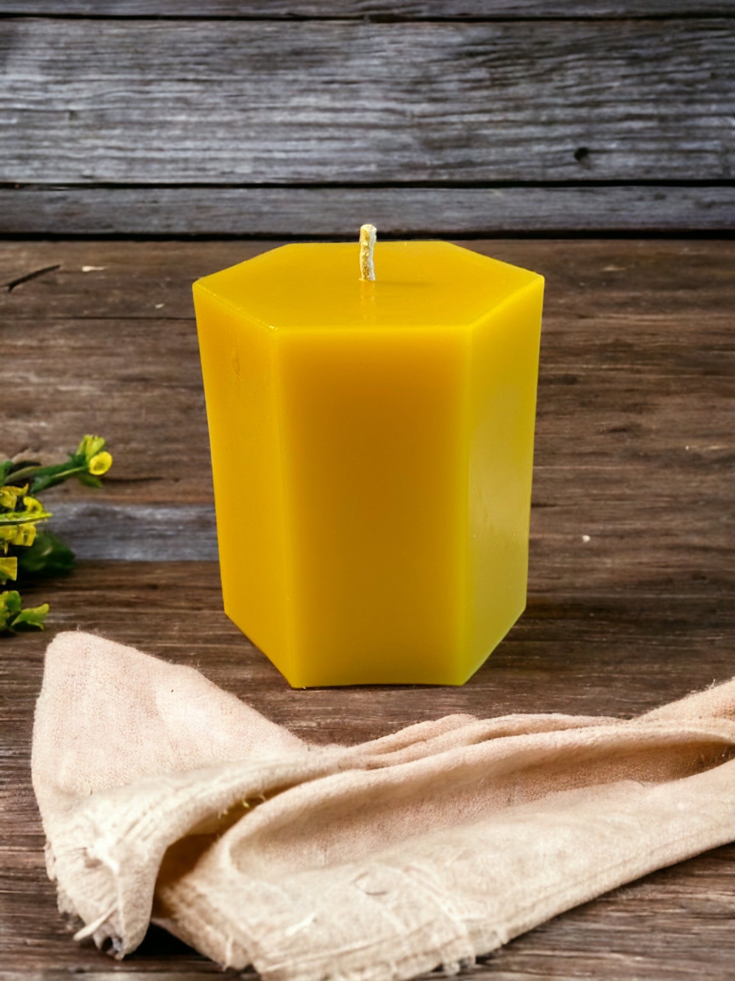 Hexagon Shaped Pure Beeswax Pillar Candle