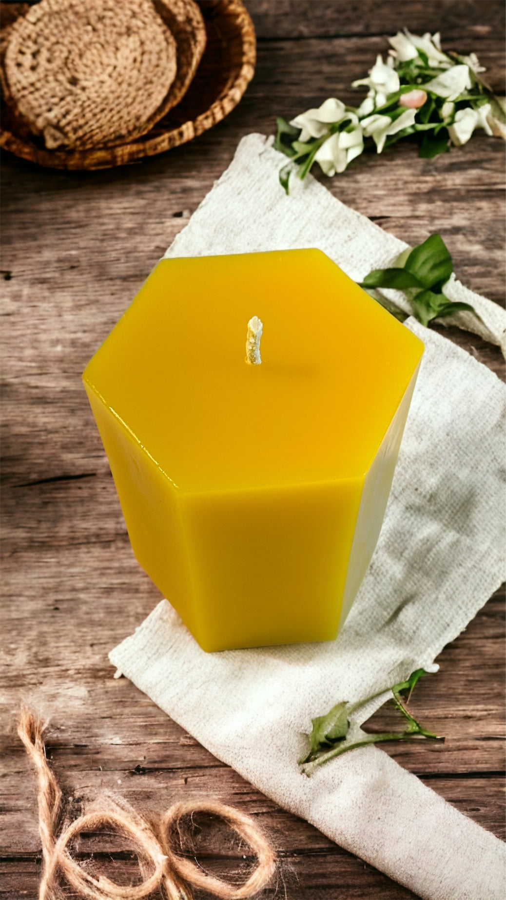 Hexagon Shaped Pure Beeswax Pillar Candle