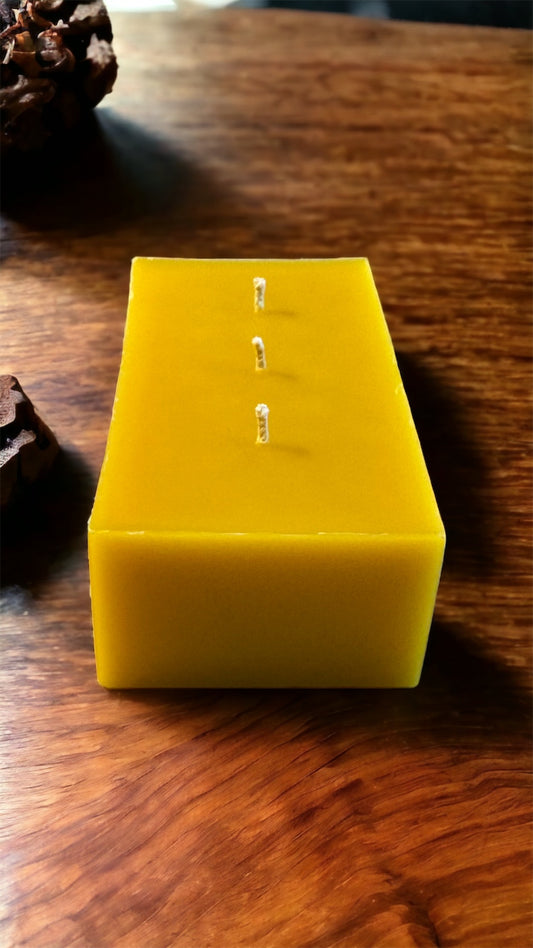 Handcrafted Brick-Shaped Pure Beeswax Candle - Medium 35.5 oz