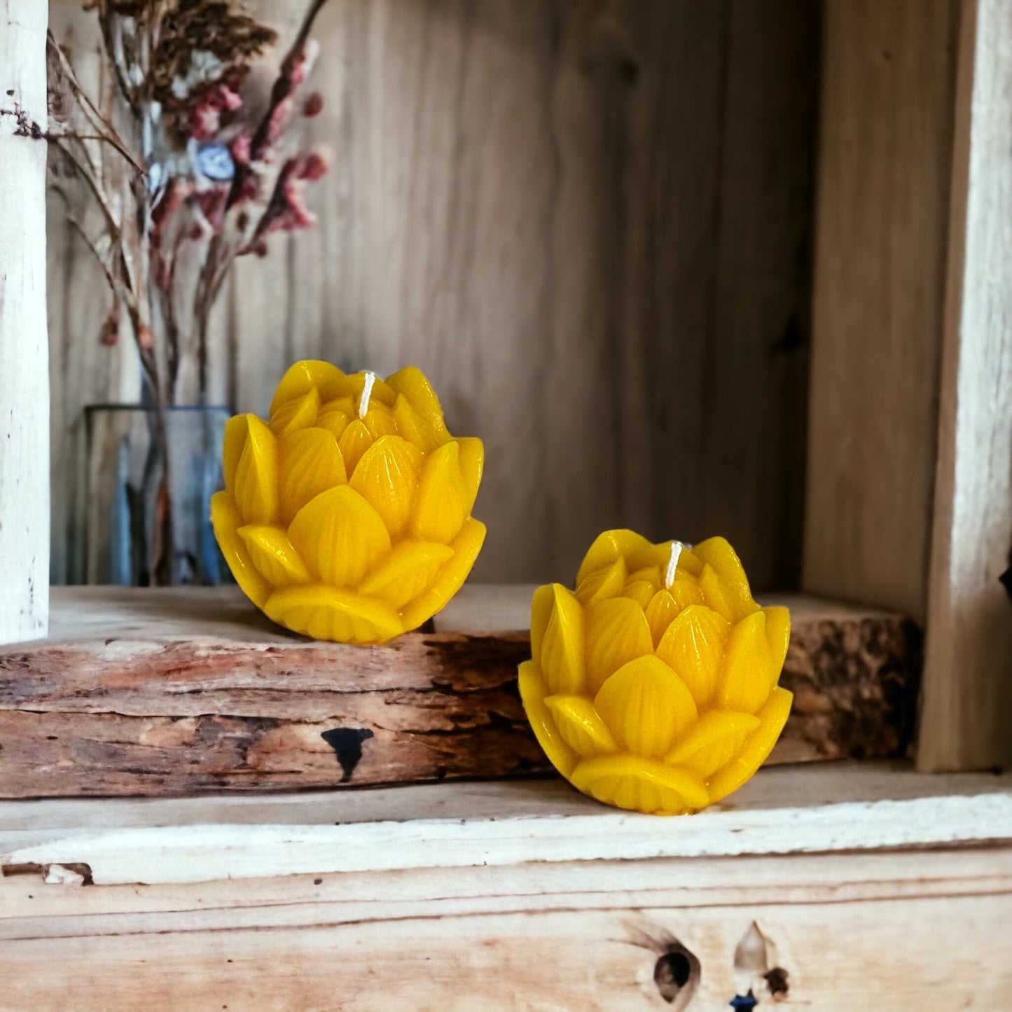 Lotus Flower Pure Beeswax Candle - Set of 2