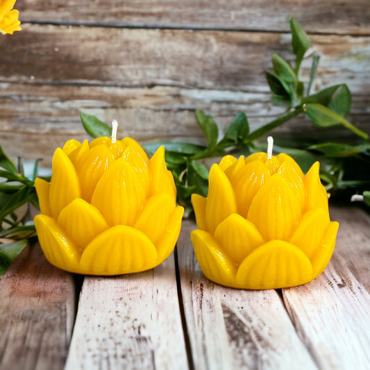 Lotus Flower Pure Beeswax Candle - Set of 2