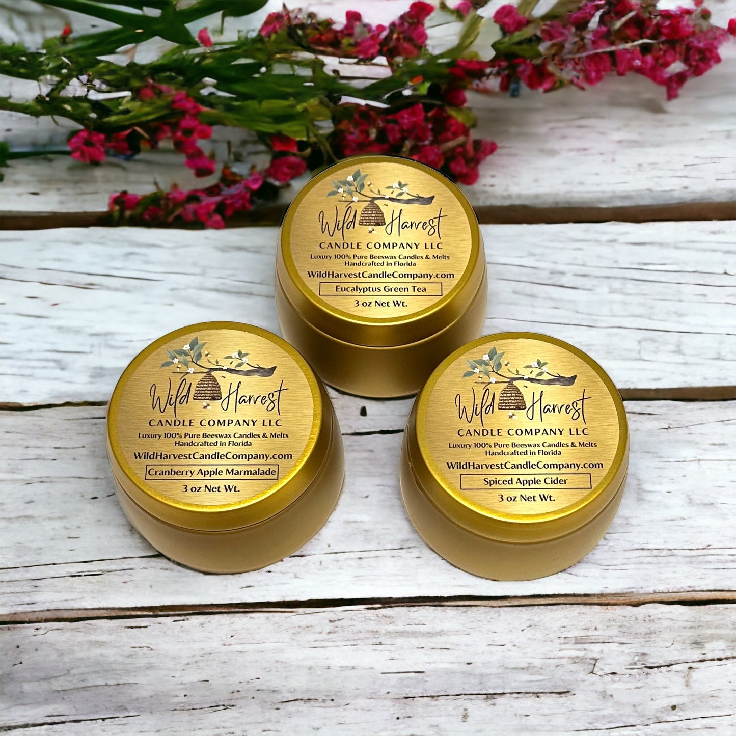 Valentine's Theme Pure Beeswax Candle Tin Bundle - Set of 3 (6 oz Tins)  Choose Your Favorite Scents!